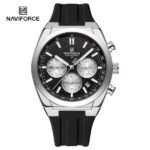 Naviforce Nf 8080- Silver Black Men’s Watch.