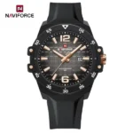 Naviforce 7122 Silicon Strap Watch Black Rose Gold