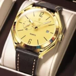 Poedagar 689 Leather Men's Watch Gold Gold